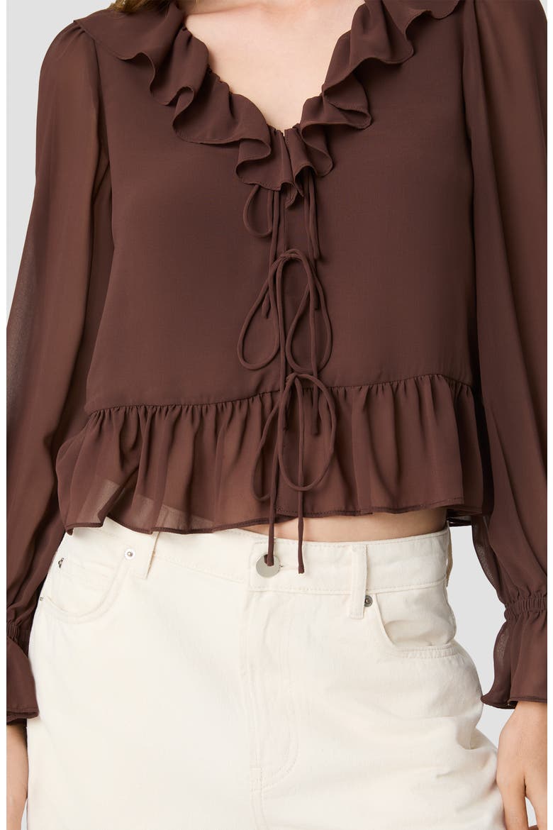 Marina Ruffled Chiffon Top, Alternate, color, COCOA BROWN