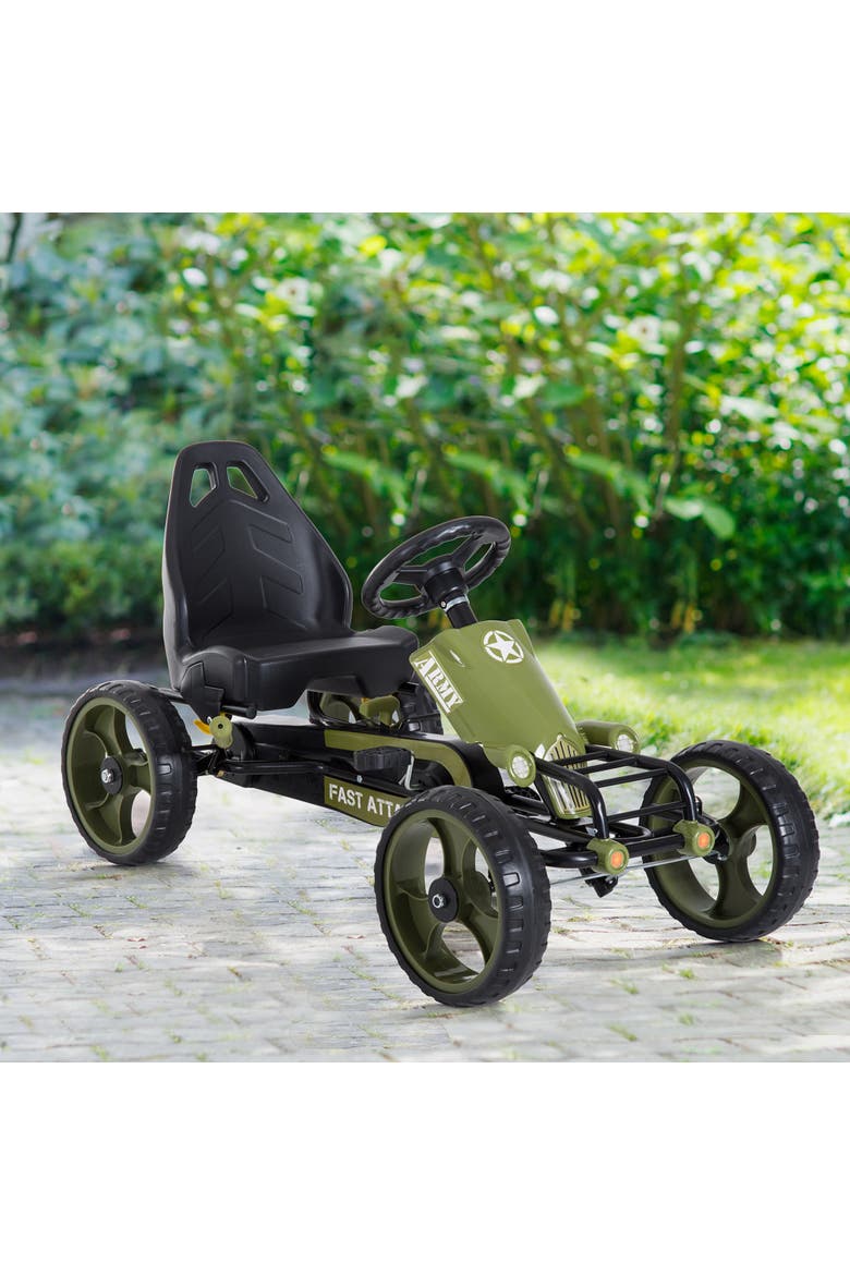 Kids Pedal Go Kart with Adjustable Seat, EVA Wheels, Alternate, color, Green