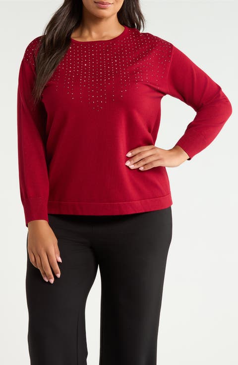 Studded Boat Neck Sweater