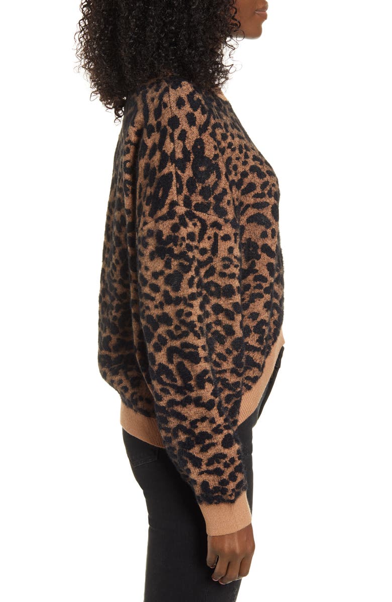J.O.A. Leopard Print Sweater, Alternate, color, 