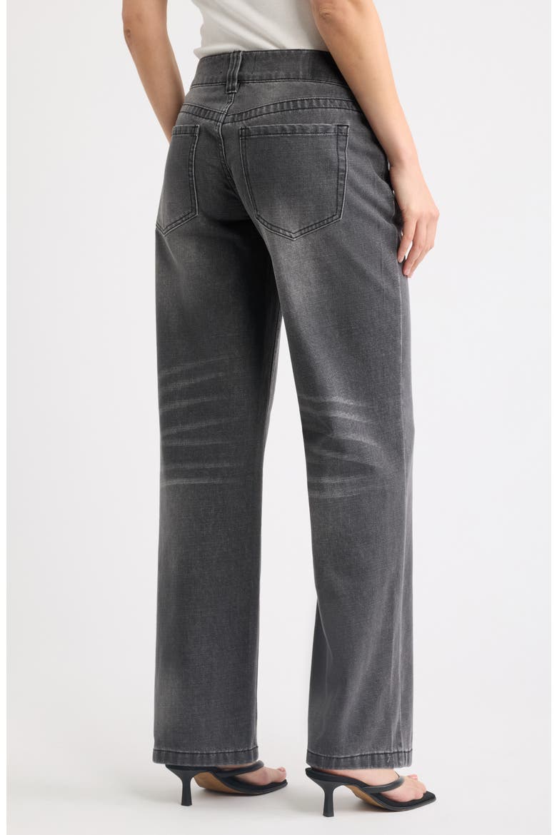 Forward Seam Low Rise Relaxed Straight Jeans, Alternate, color, BLACK WASH