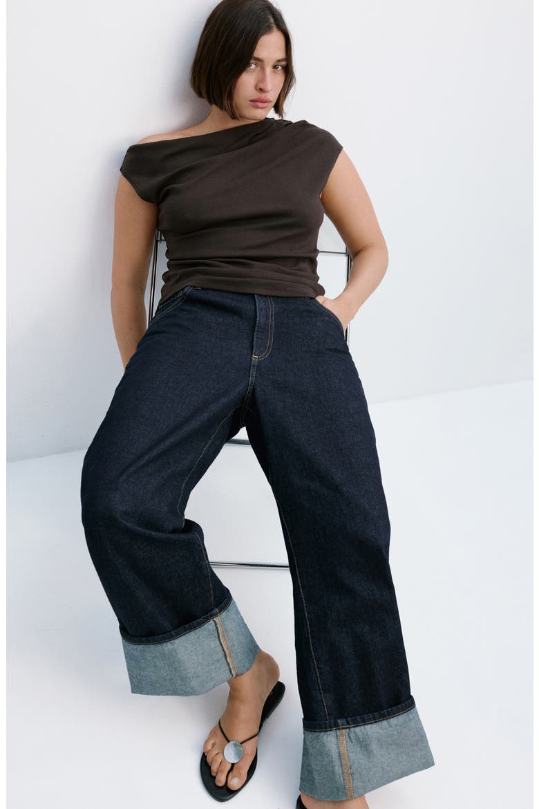 Ruched One-Shoulder Top, Alternate, color, CHOCOLATE