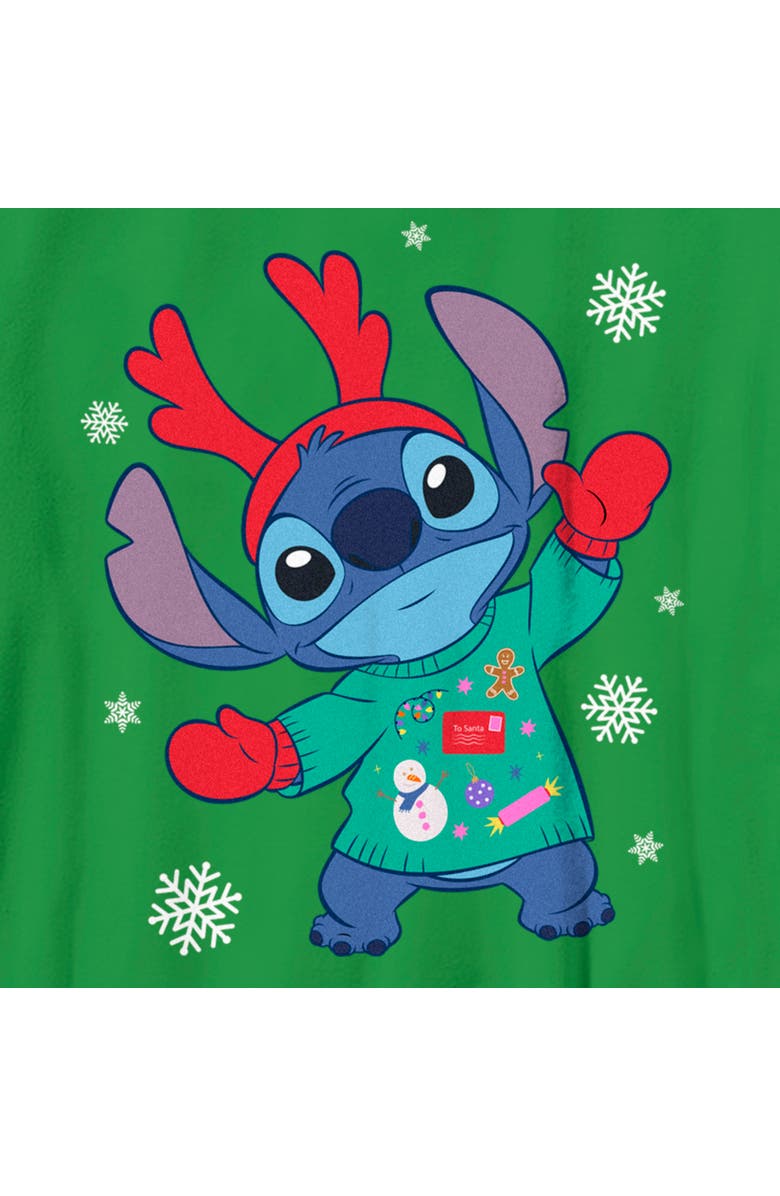 Lilo & Stitch Boy's Lilo & Stitch Christmas Outfit Stitch  Graphic T-Shirt, Alternate, color, Kelly Green