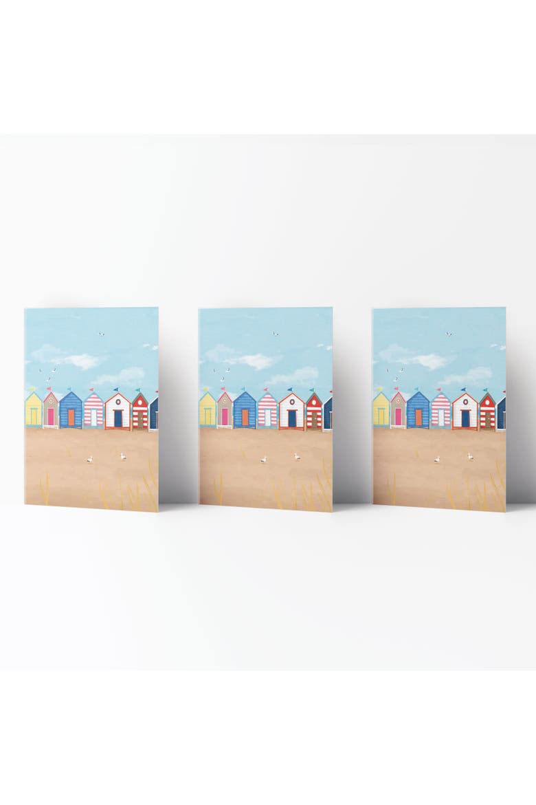 Everyday Greeting Card Pack (3ct) "Beach Huts", Main, color, Multi-Pack