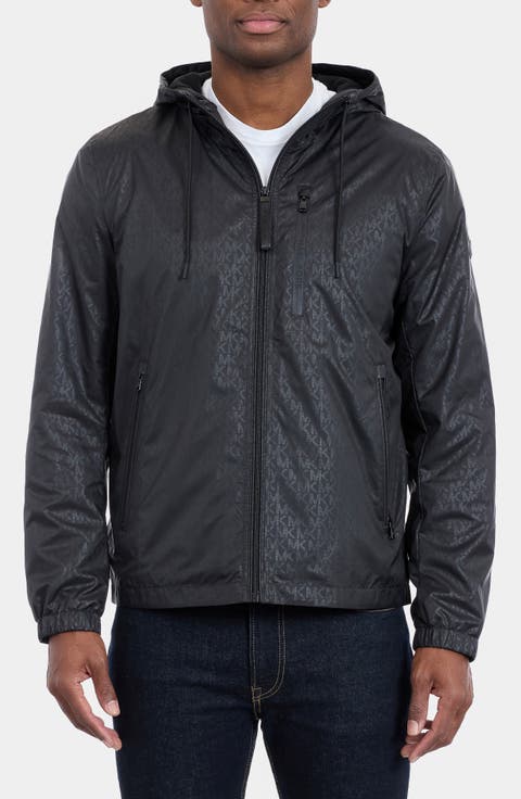 Allover Logo Print Windbreaker Jacket
