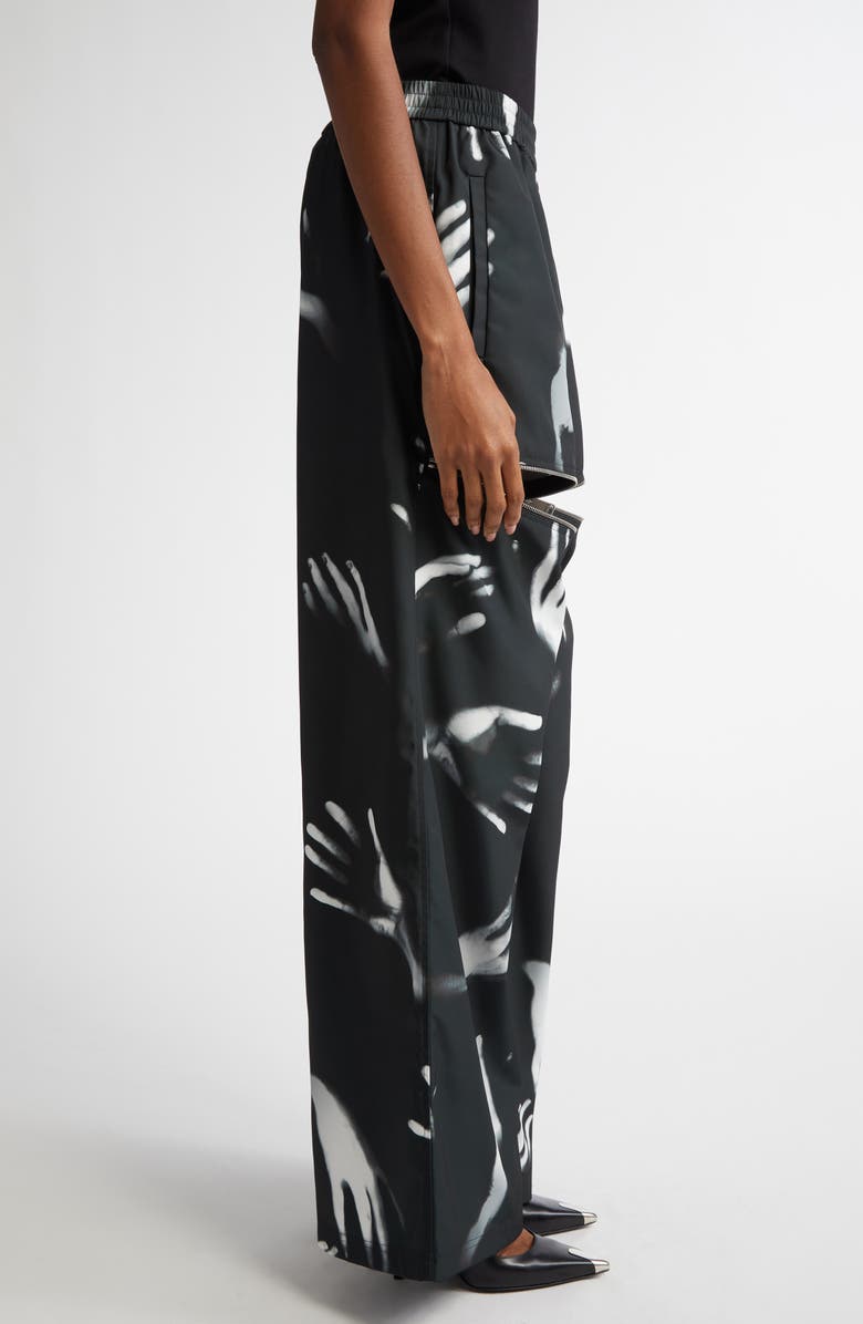 Area Handprint Slit Wide Leg Track Pants, Alternate, color, 