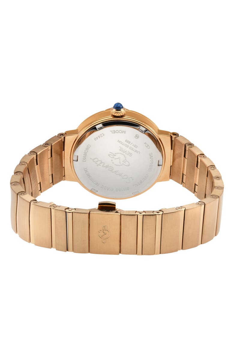 GEVRIL Sorrento Diamond Embellished Bracelet Watch, 32mm, Alternate, color, Rose Gold