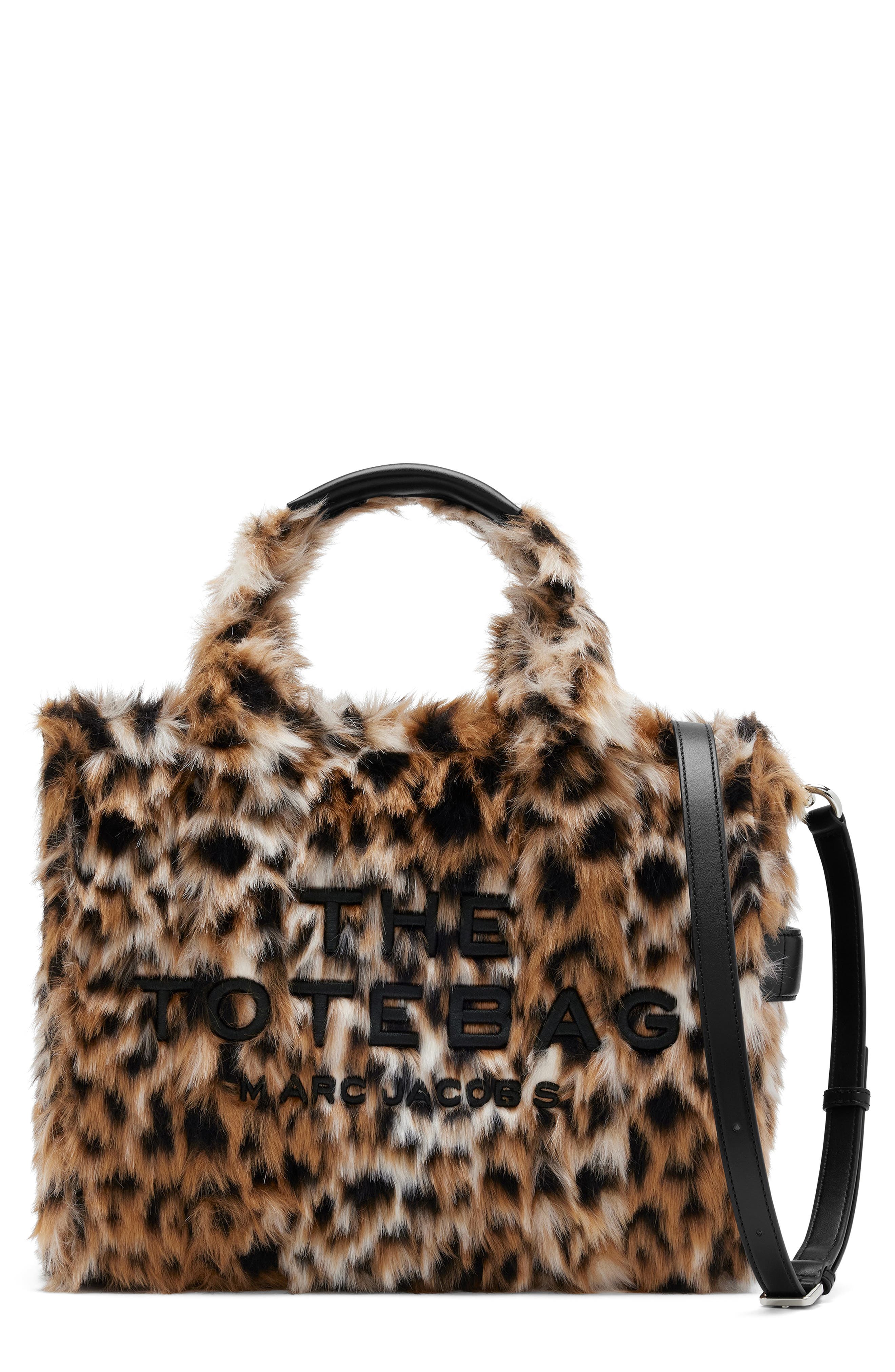 The Medium Faux Fur Tote, Main, color, BROWN MULTI