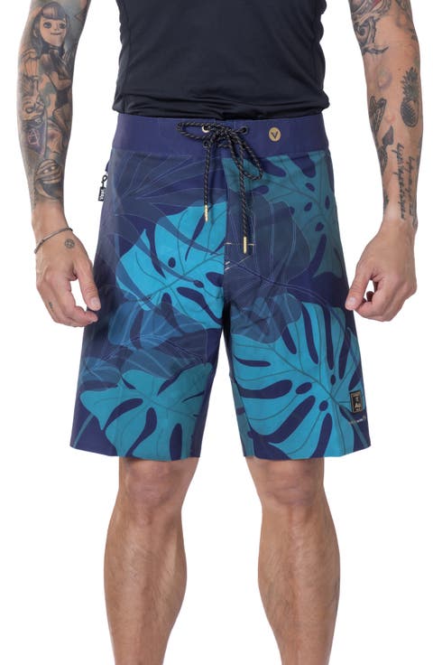 Jungle Jims Leaf Print Gold Series Board Shorts