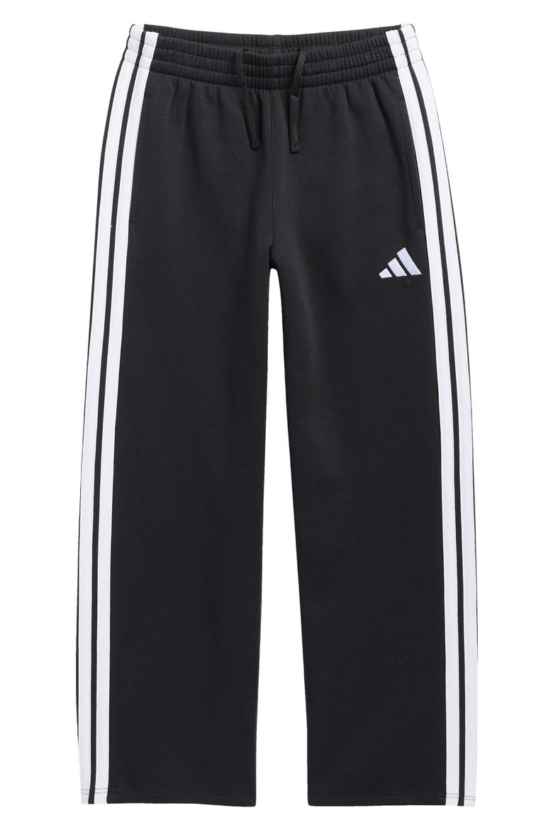 Kids' 3-Stripe Fleece Track Pants, Main, color, BLACK