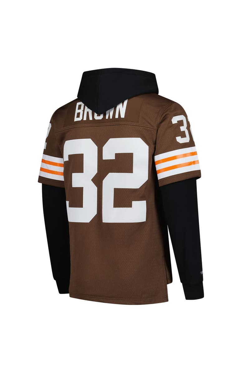 Mitchell & Ness Men's Mitchell & Ness Jim Brown Brown Cleveland Browns Player Name & Number Hoodie Legacy Jersey, Alternate, color, Brown