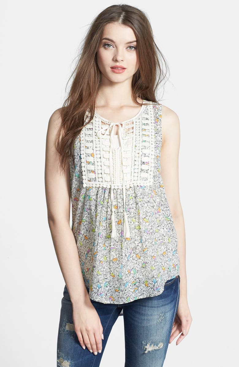 DR2 by Daniel Rainn Daniel Rainn Lace Bib Print Blouse, Main, color,