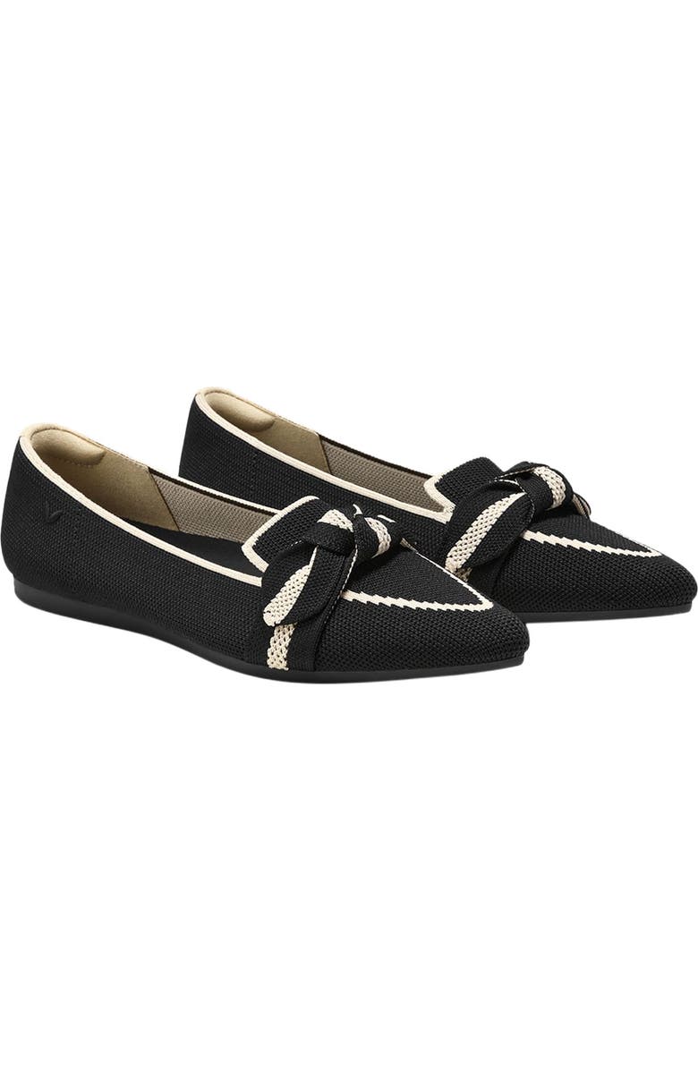 VIVAIA Pointed-Toe Bow Loafers, Main, color, Black Cream Ivory