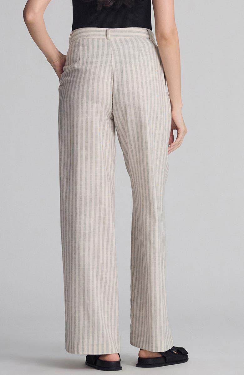 Mavi Jeans Pleated Stripe Pants, Alternate, color, Ivory/ Black Stripe