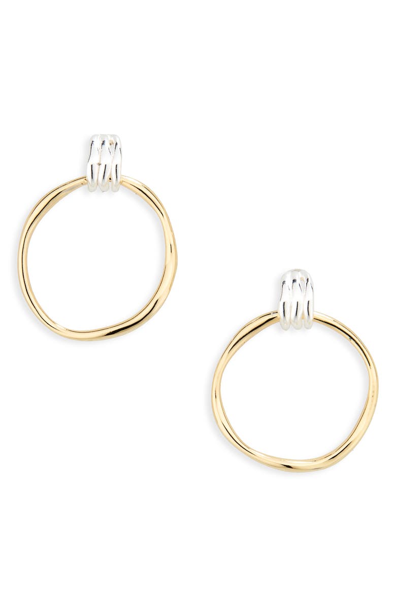 Argento Vivo Sterling Silver Frontal Hoop Earrings, Main, color, Gold/ Sil