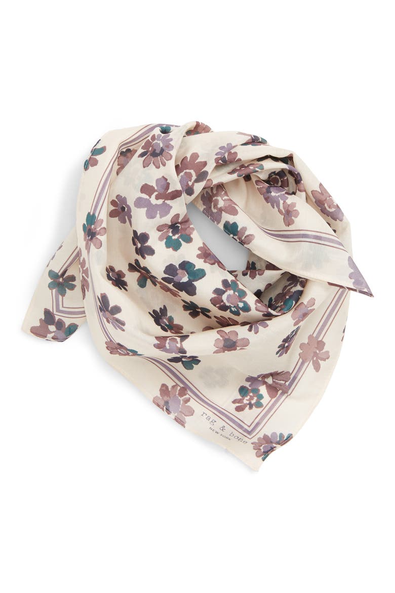 Floral Cotton & Silk Scarf, Alternate, color, IVORY MULTI
