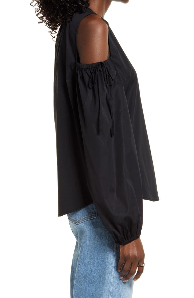 Open Edit Cold Shoulder Cotton Poplin Shirt, Alternate, color,