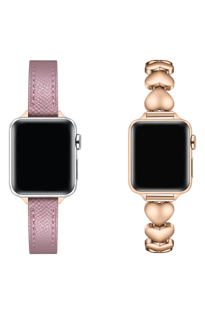 Posh Tech Aphrodite 2-Pack Leather & Chain Apple Watch<sup>®</sup> Watchbands, Alternate, color, 