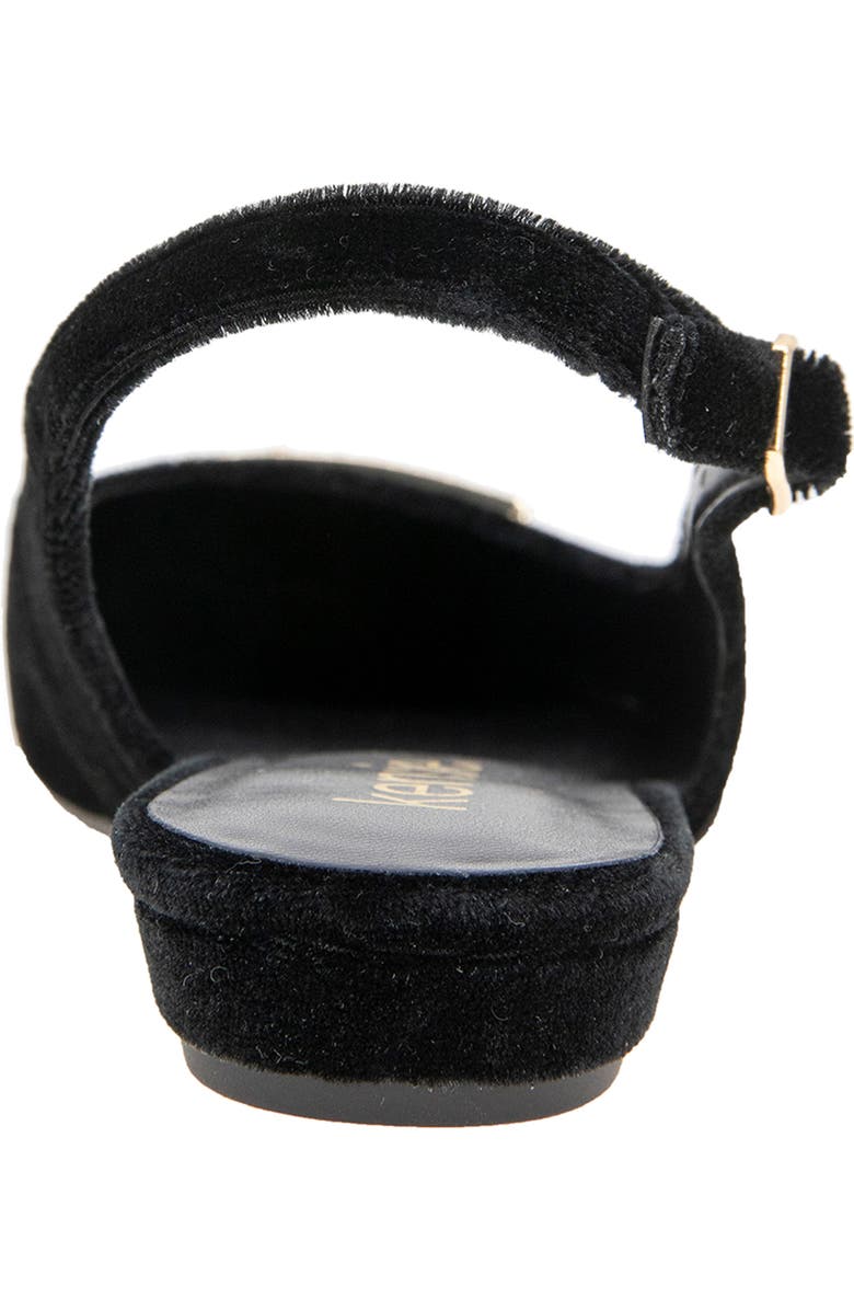 Kensie Poppi Crystal Buckle Slingback Flat, Alternate, color, Black Velvet