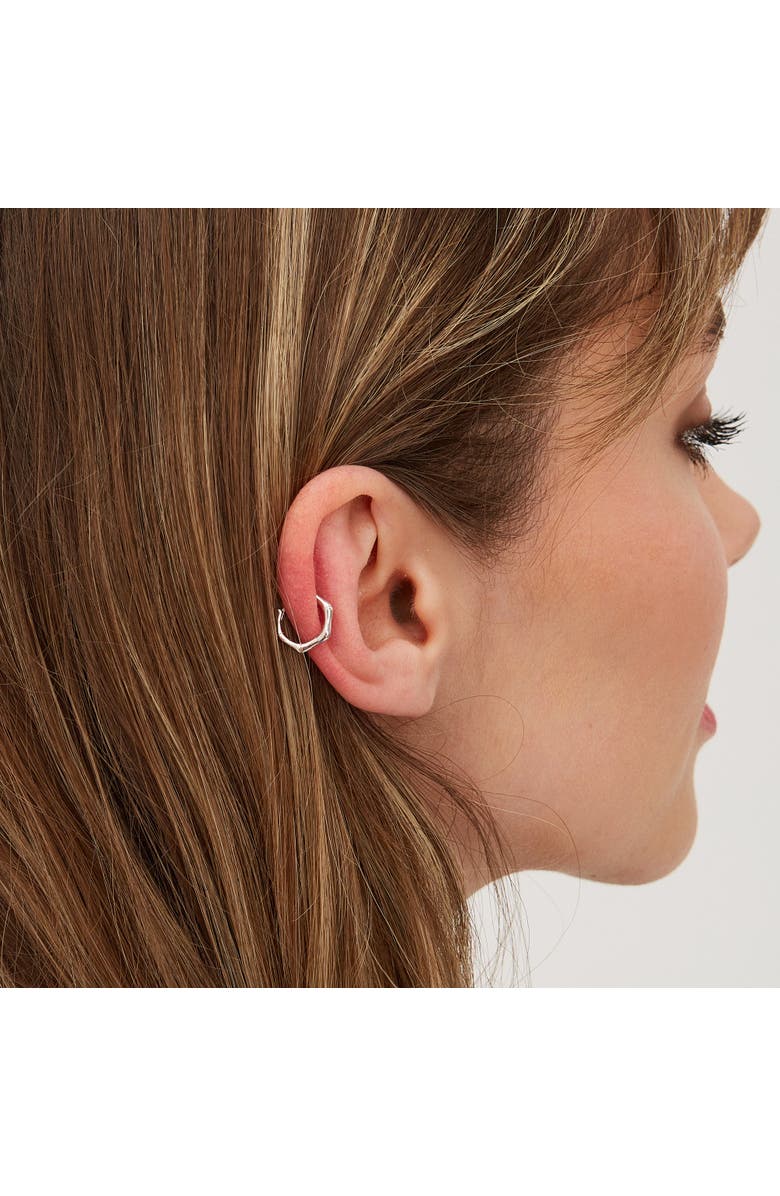 Spero London Bone Shape Hexagonal Huggie Hoop Earrings in Sterling Silver, Alternate, color, 