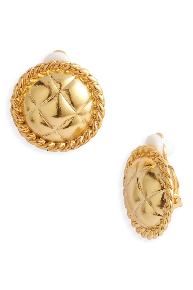 Roman Style Clip-On Earrings, Main, color, GOLD