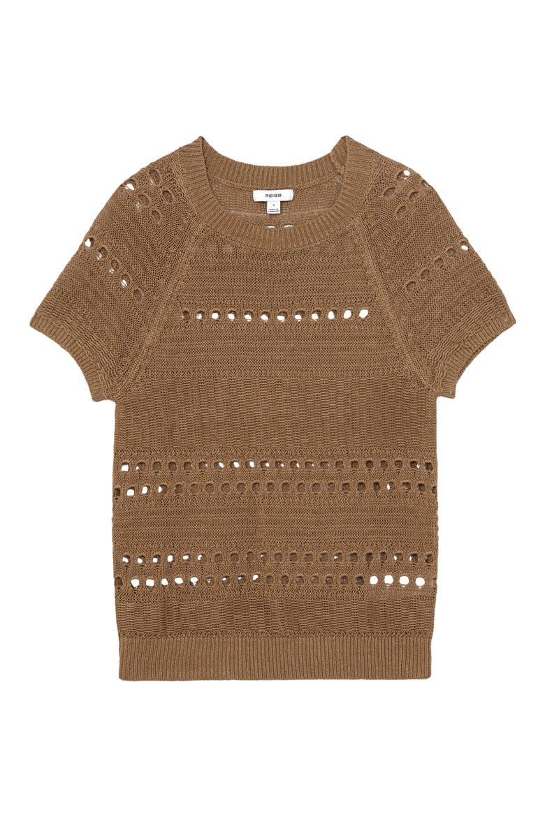 Chloe Linen Openwork Sweater, Alternate, color, TAUPE NEUTRAL