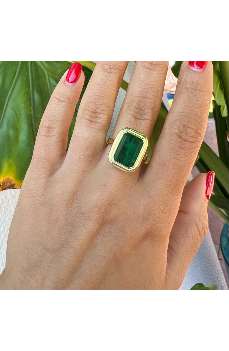 Gemma Azzurro Gold Emerald Cocktail Ring, Alternate, color, Green