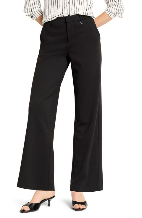 Lenox Buckle Detail Wide Leg Ponte Pants
