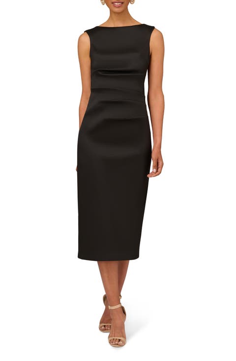 Stretch Mikado Cocktail Midi Dress
