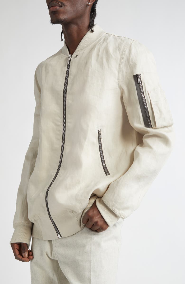 Rick Owens Hollywood Classic Linen Twill Flight Jacket, Alternate, color, 