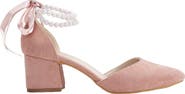 Forever & Always Shoes Miranda Low Block Heels with Pearls