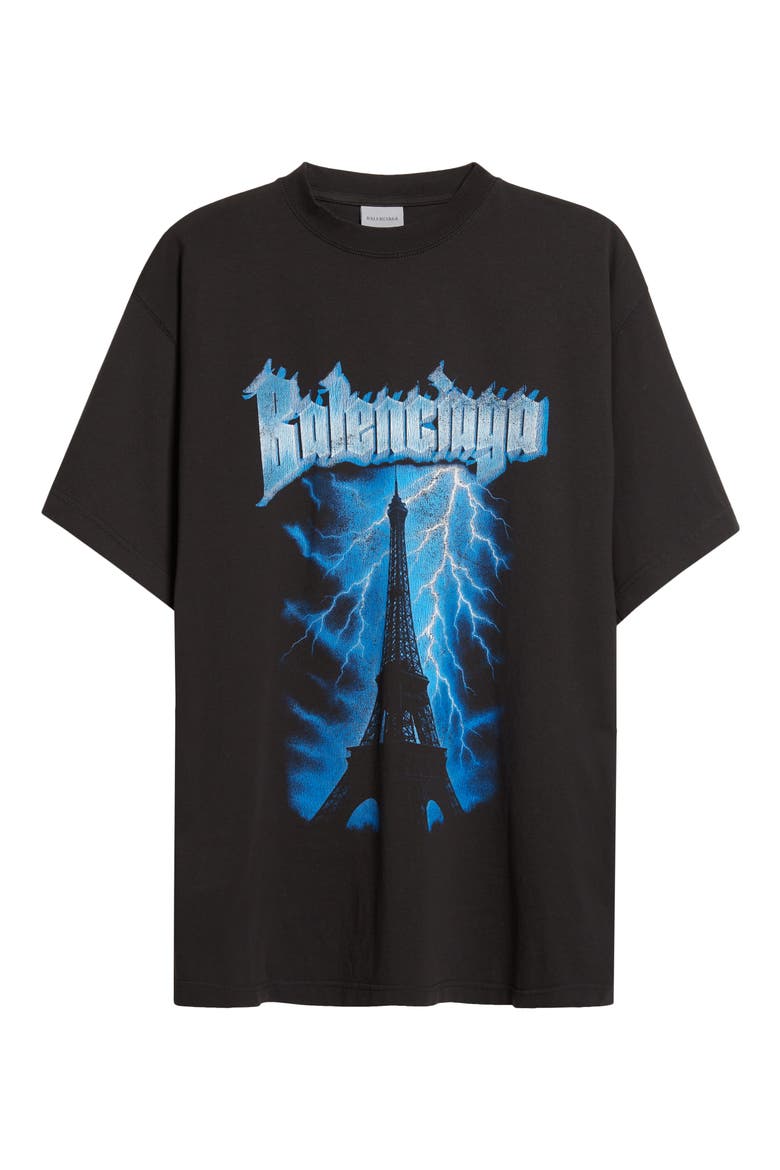 Paris Thunderstorm Oversize Graphic T-Shirt, Alternate, color, 1000 BLACK