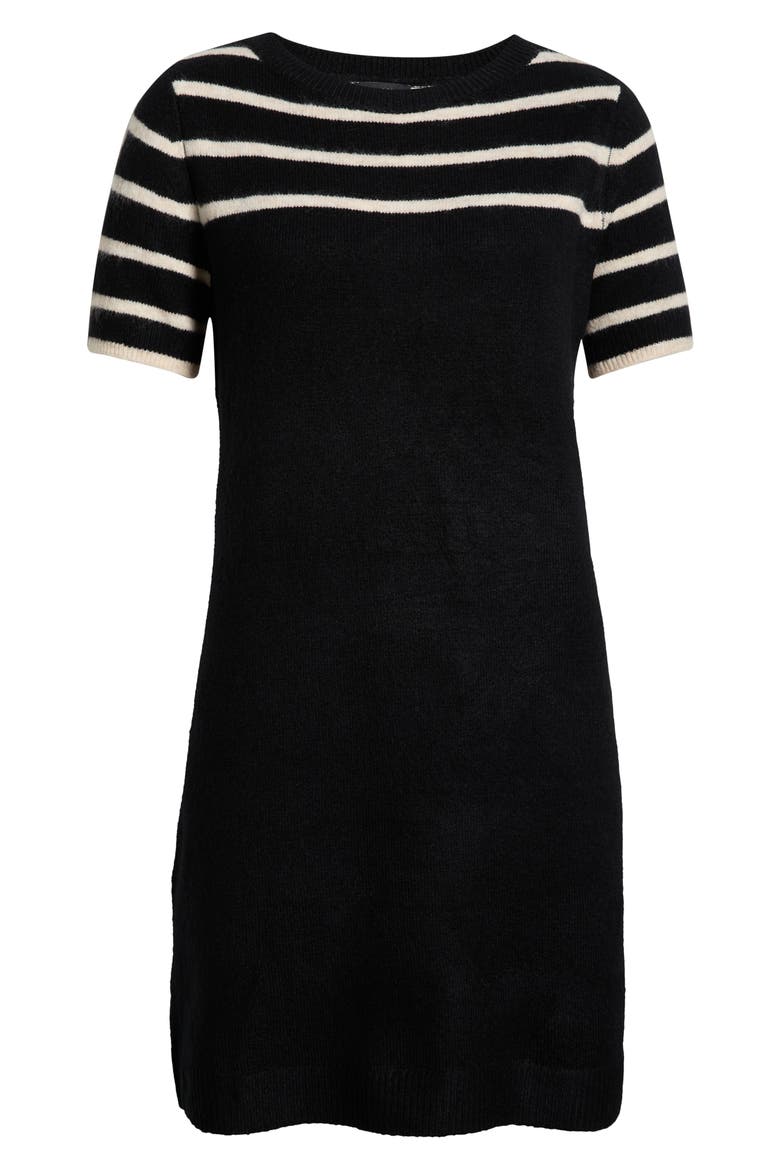 Stripe Short Sleeve Sweater Dress, Alternate, color, RICH BLACK