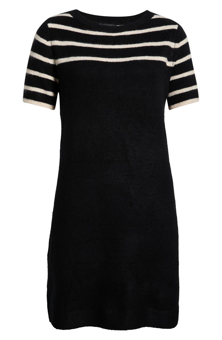 Halogen<sup>®</sup> Stripe Short Sleeve Sweater Dress, Alternate, color, Rich Black