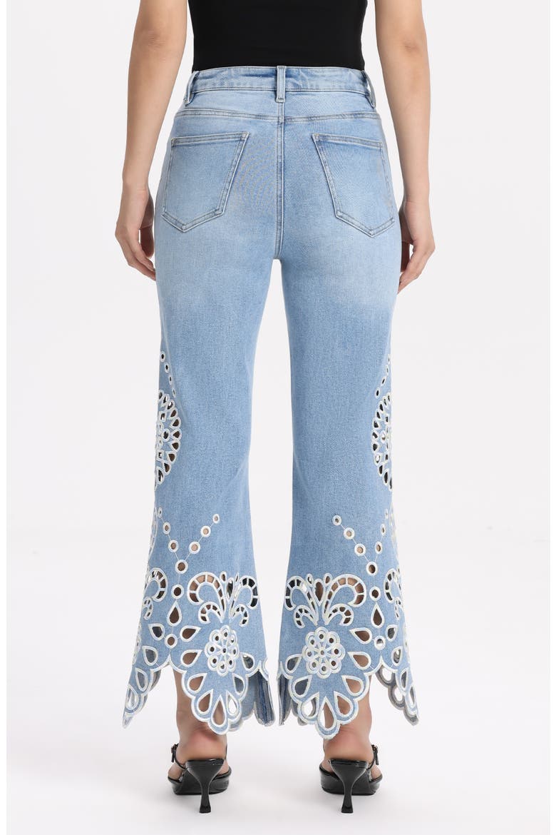 Eyelet High Waist Flare Jeans, Alternate, color, LIGHT BLUE