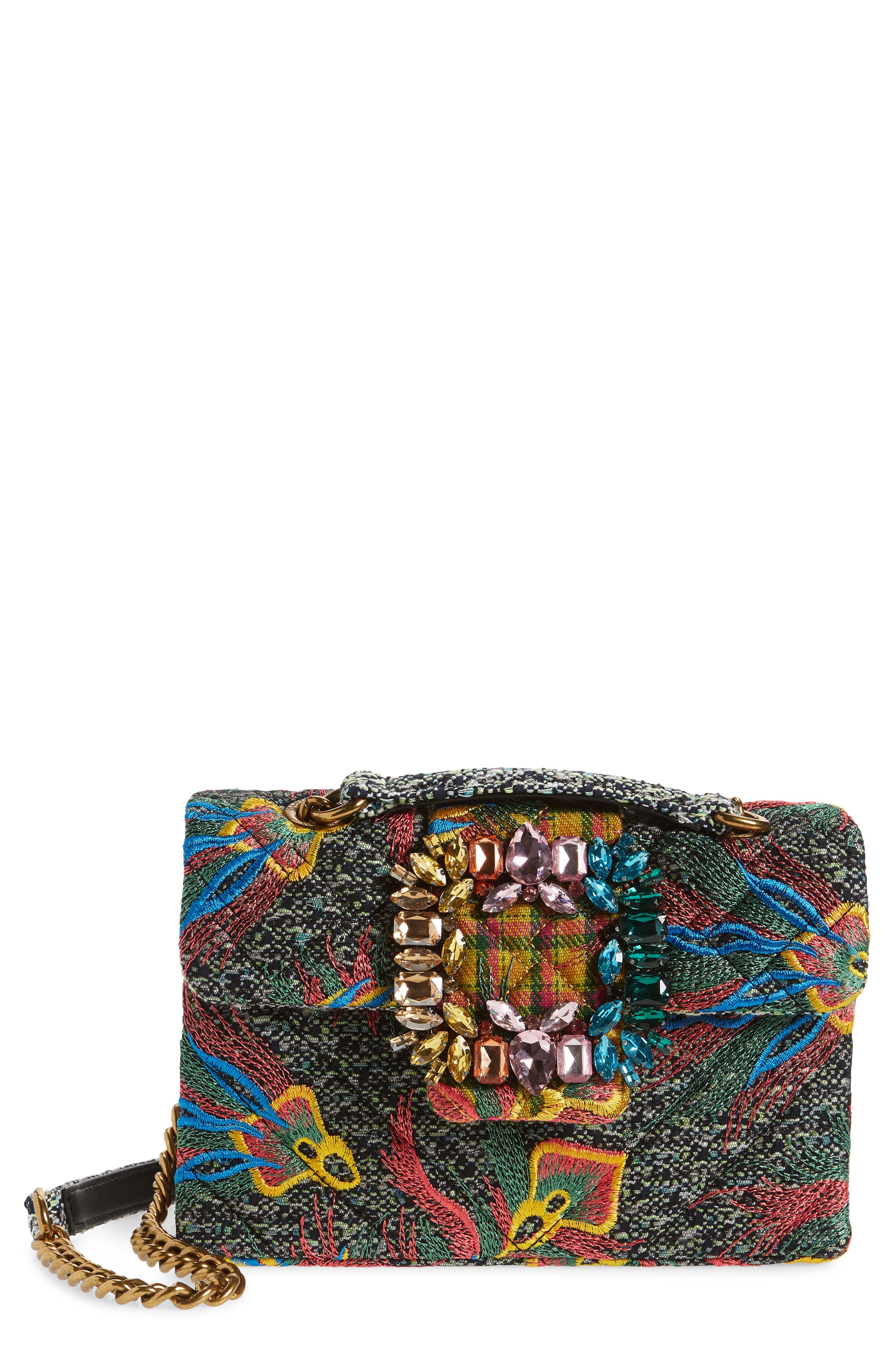 Kurt Geiger London Mayfair Embroidered Tweed Crossbody Bag, Main, color, 
