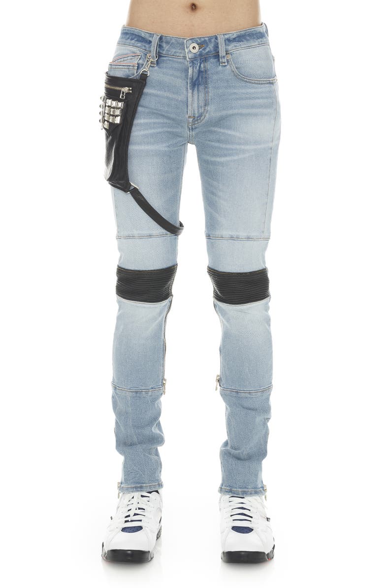 Cult of Individuality Punk Super Skinny Jeans with Studded Leg Harness, Main, color, Pollock