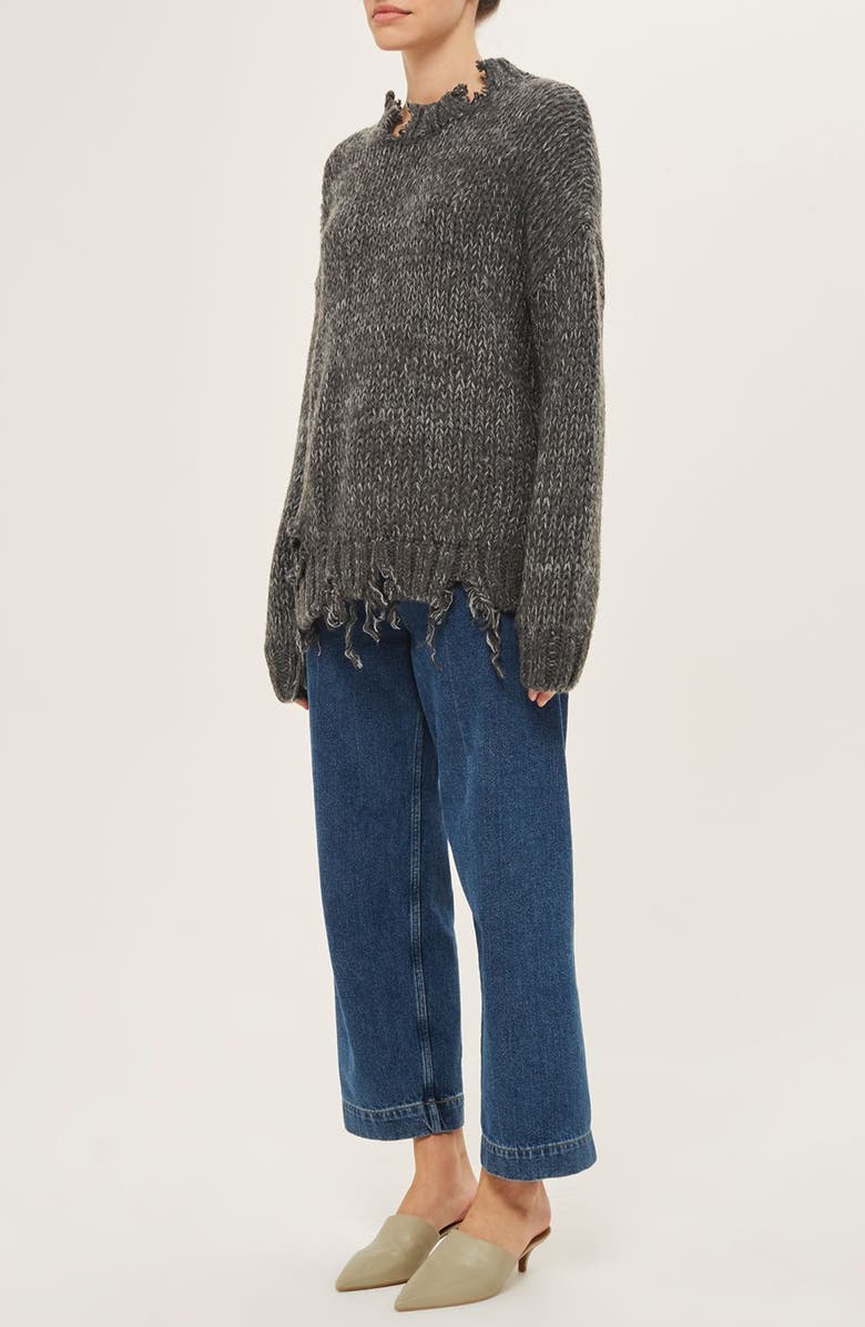 Topshop Boutique Ladder Stitch Detail Sweater, Alternate, color, 