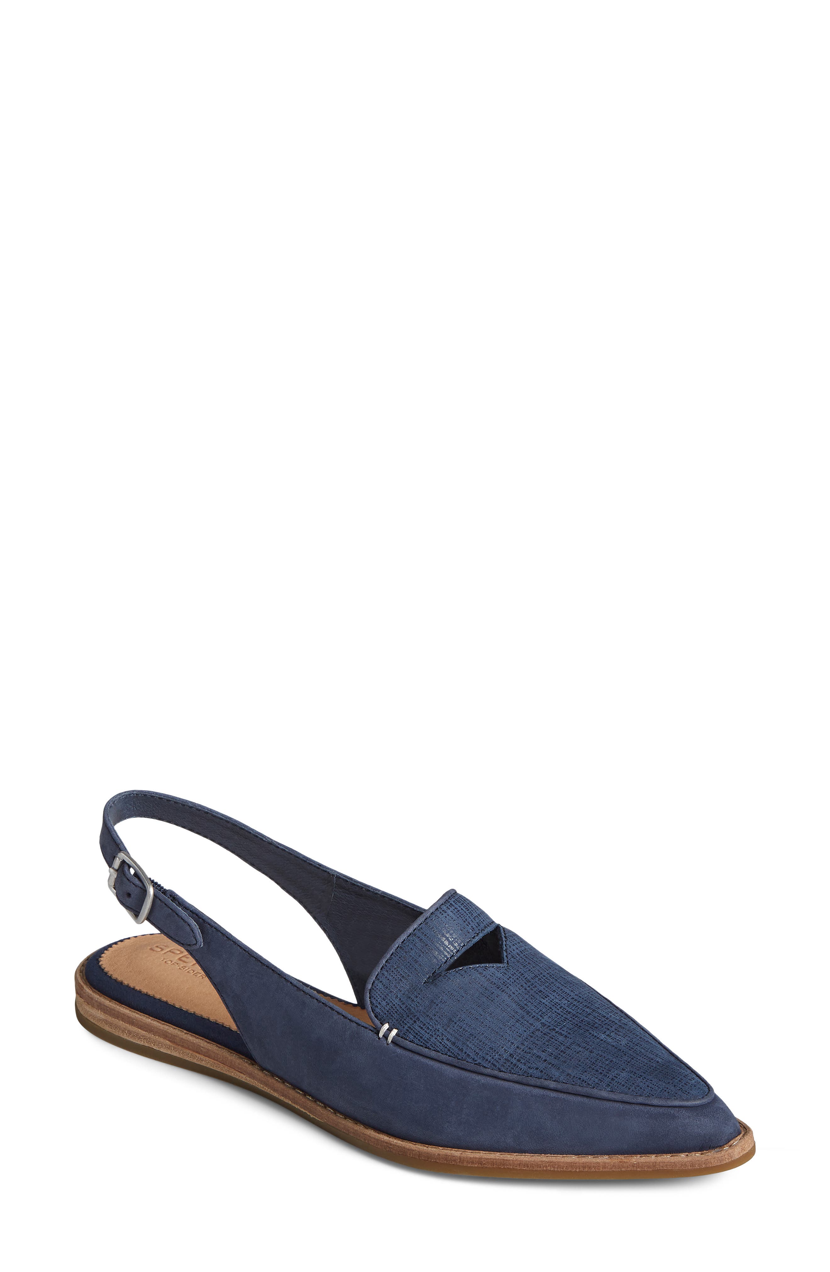 Saybrook Slingback Flat, Main, color, NAVY