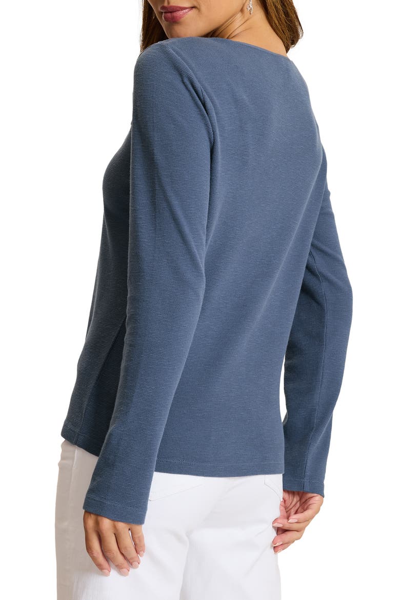 Schiffli Embroidered Waffle Stitch Top, Alternate, color, DK BLUESTONE