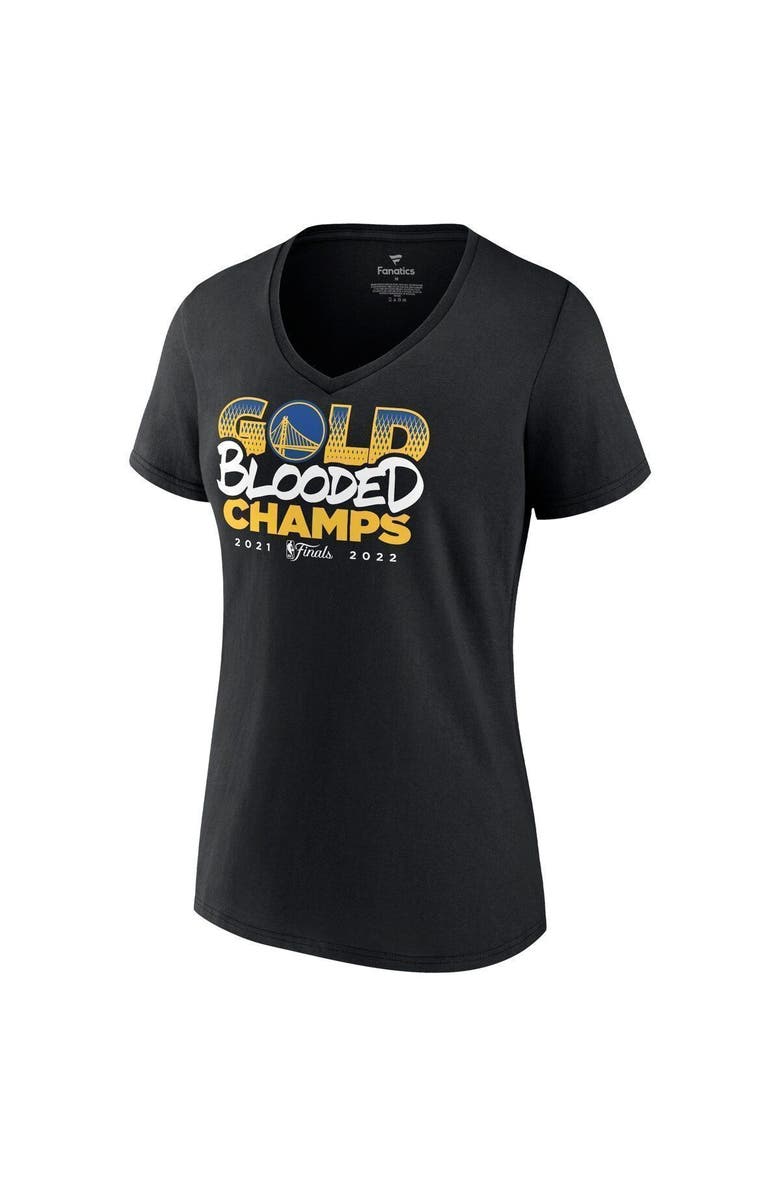 FANATICS Women's Fanatics Branded Black Golden State Warriors 2022 NBA Finals Champions Gold Blooded V-Neck T-Shirt, Alternate, color, 