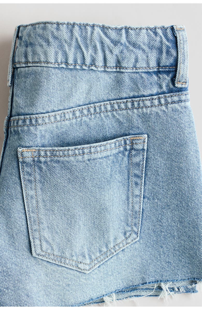 H&M Embroidery-detail Denim Shorts, Alternate, color, Light Denim Blue/Flowers