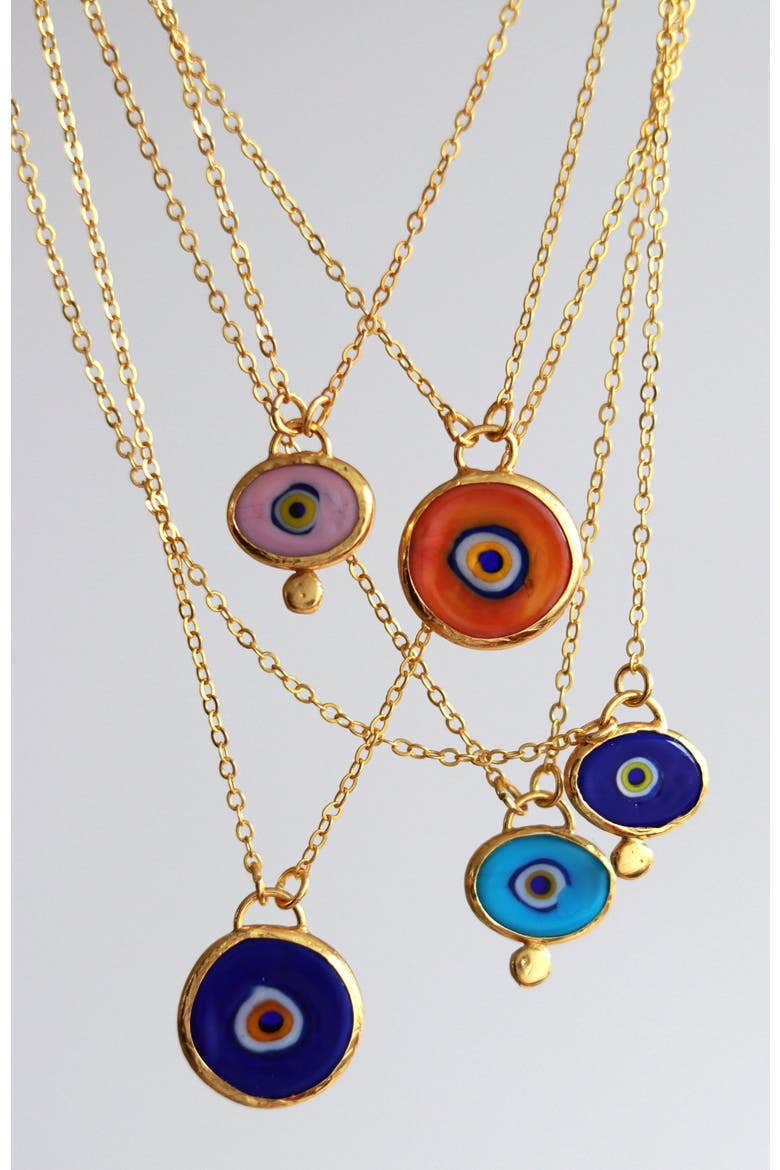 Azra Evil Eye Pendant Necklace, Alternate, color, Gold