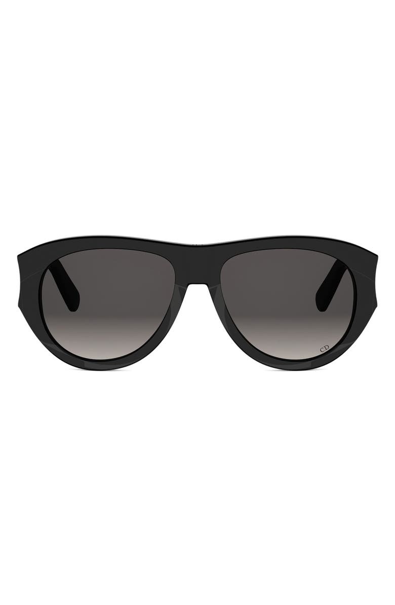 DIOR Glow A1I Gradient Pilot Sunglasses, Main, color, Shiny Black / Gradient Smoke