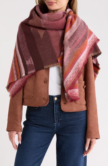 Vince Camuto Southwestern Blanket Scarf In Multi