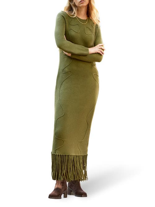 Ro&zo Applique Knit Maxi Dress In Green