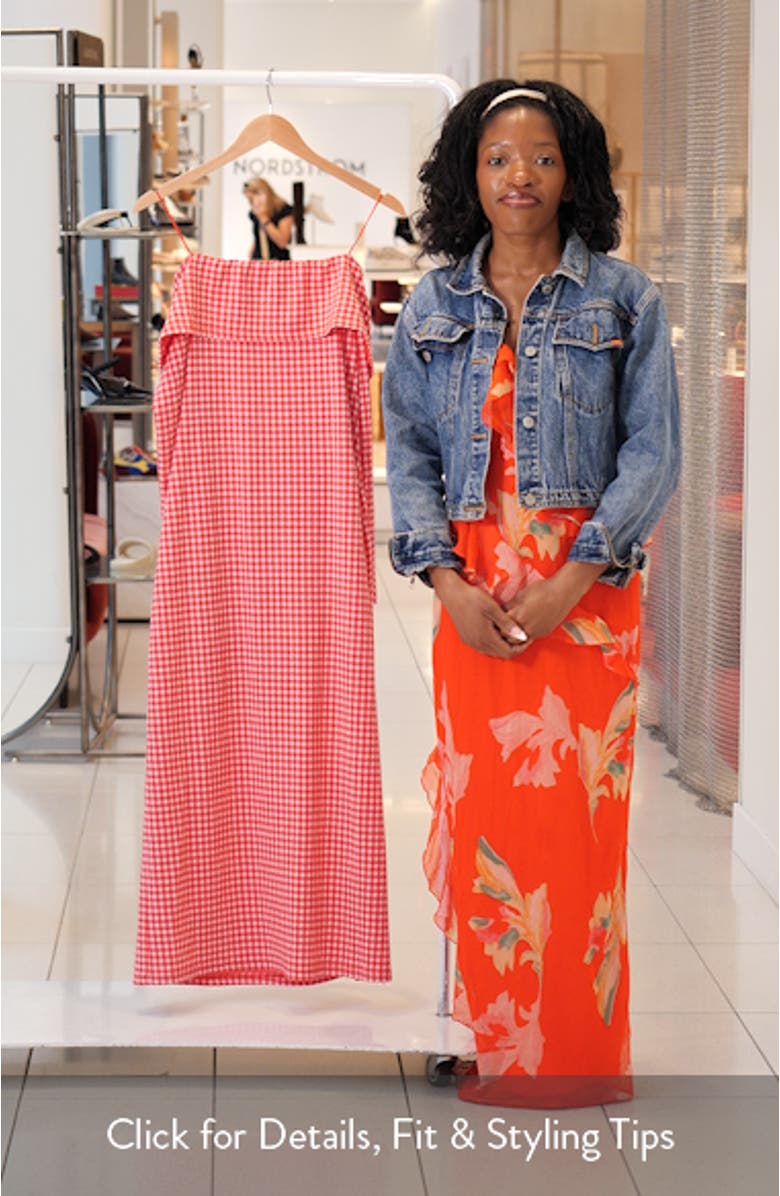 Gingham Long Sleeve Off-the-Shoulder Midi Dress, sales video thumbnail