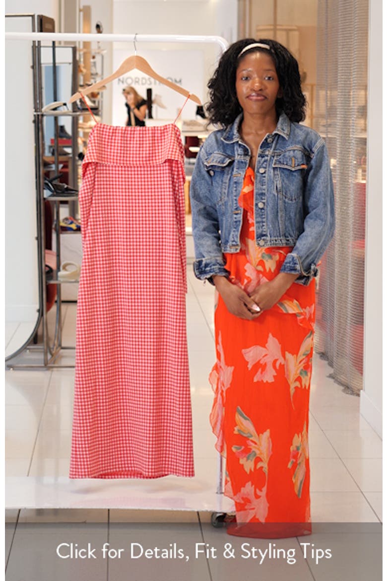 Gingham Long Sleeve Off-the-Shoulder Midi Dress video