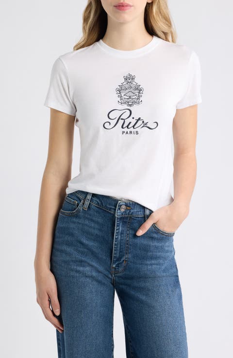 x The Ritz Paris Logo Graphic Baby Tee