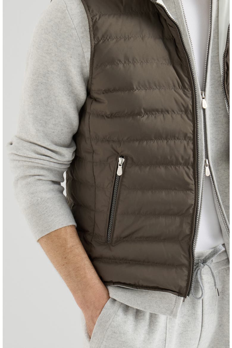Lightweight techno fabric down vest, Alternate, color, Brown
